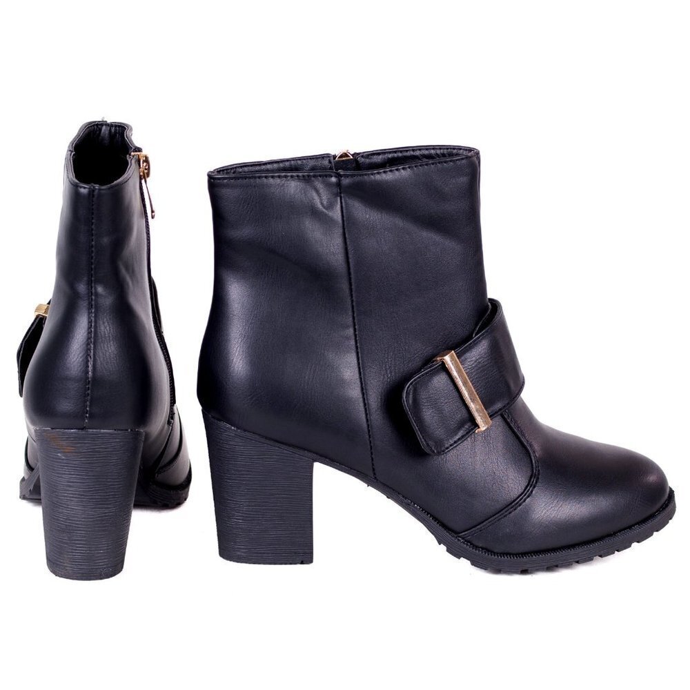 Women's Ankle Booties, Short Faux Leather Zipper Buckle Boots, SB-2005